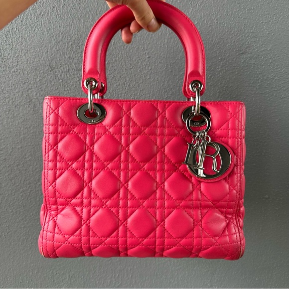 Dior Handbags - Dior Lady Dior Medium Leather Cannage 2Way Lambskin Pink Shoulder Bag